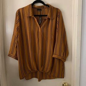 Striped roll tab blouse